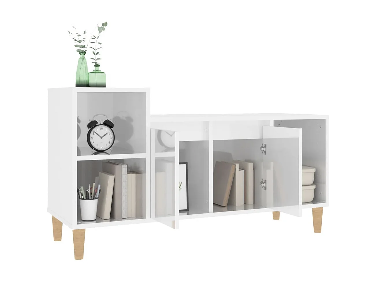 Mobile TV Bianco lucido 100x35x55 cm Legno composito