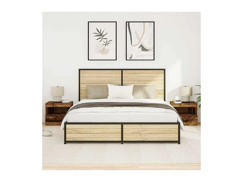 Nachtkastjes met LED-verlichting 2 stuks Antiek hout 50x40x45 cm