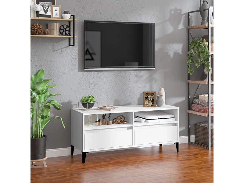 Mueble de TV blanco 100x34,5x44,5 cm madera contrachapada