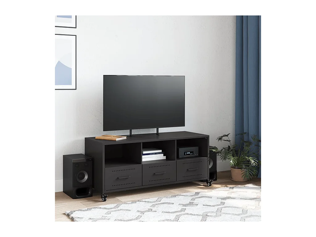 Meuble TV noir 100,5x39x43,5 cm acier