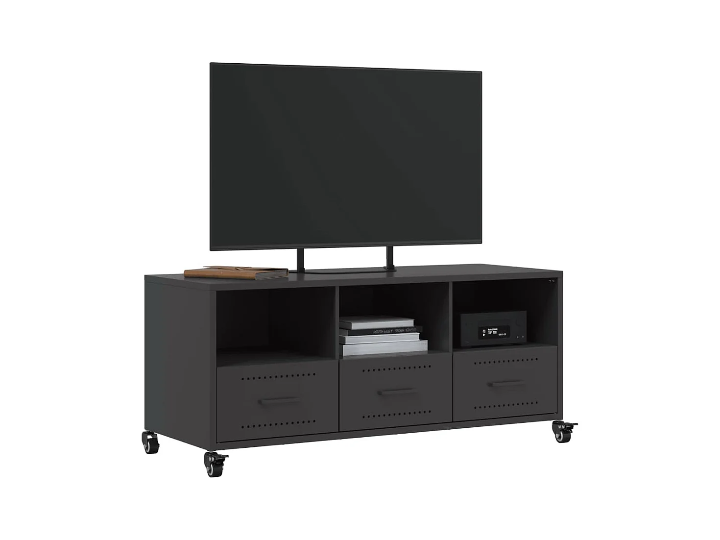 Meuble TV noir 100,5x39x43,5 cm acier