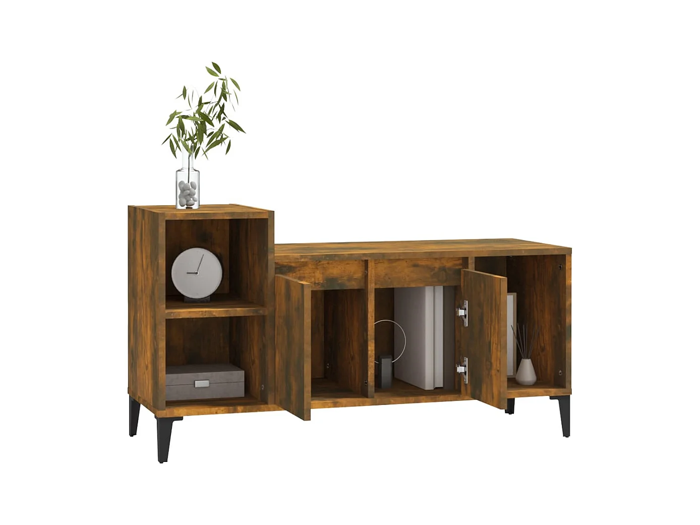 Meuble TV Chêne fumé 100x35x55 cm Bois d'ingénierie