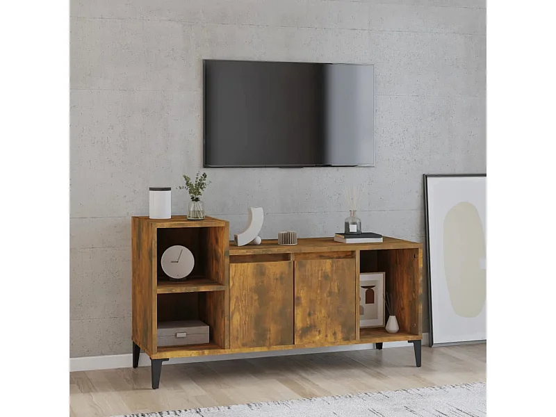 TV-Schrank aus geräucherter Eiche, 100 x 35 x 55 cm, Holzwerkstoff