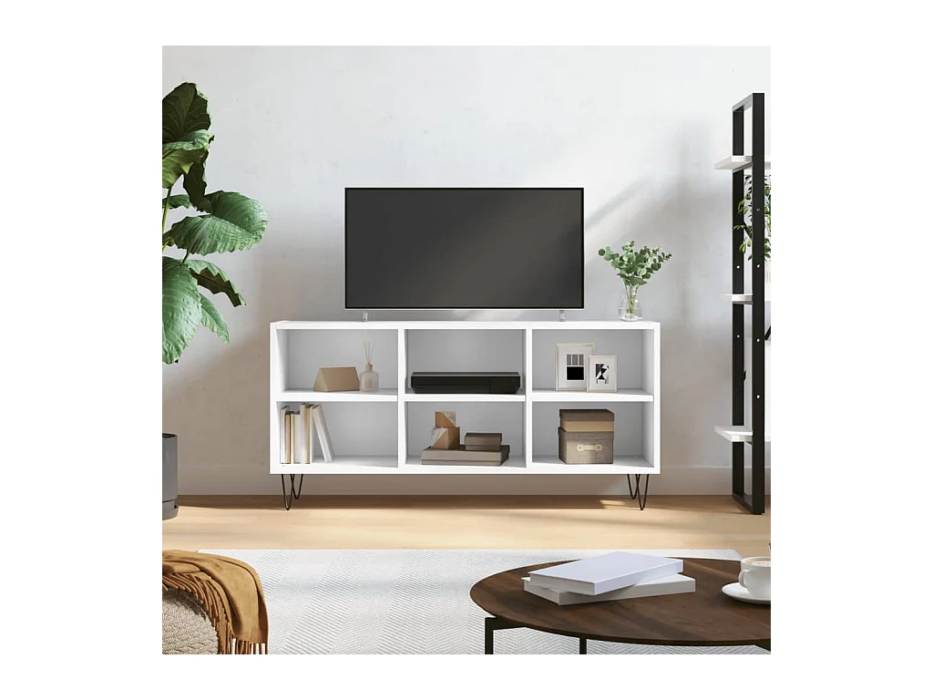 Meuble TV blanc 103,5x30x50 cm bois d'ingénierie
