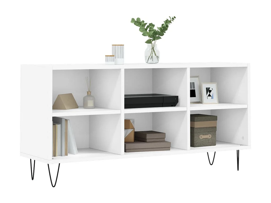 Meuble TV blanc 103,5x30x50 cm bois d'ingénierie