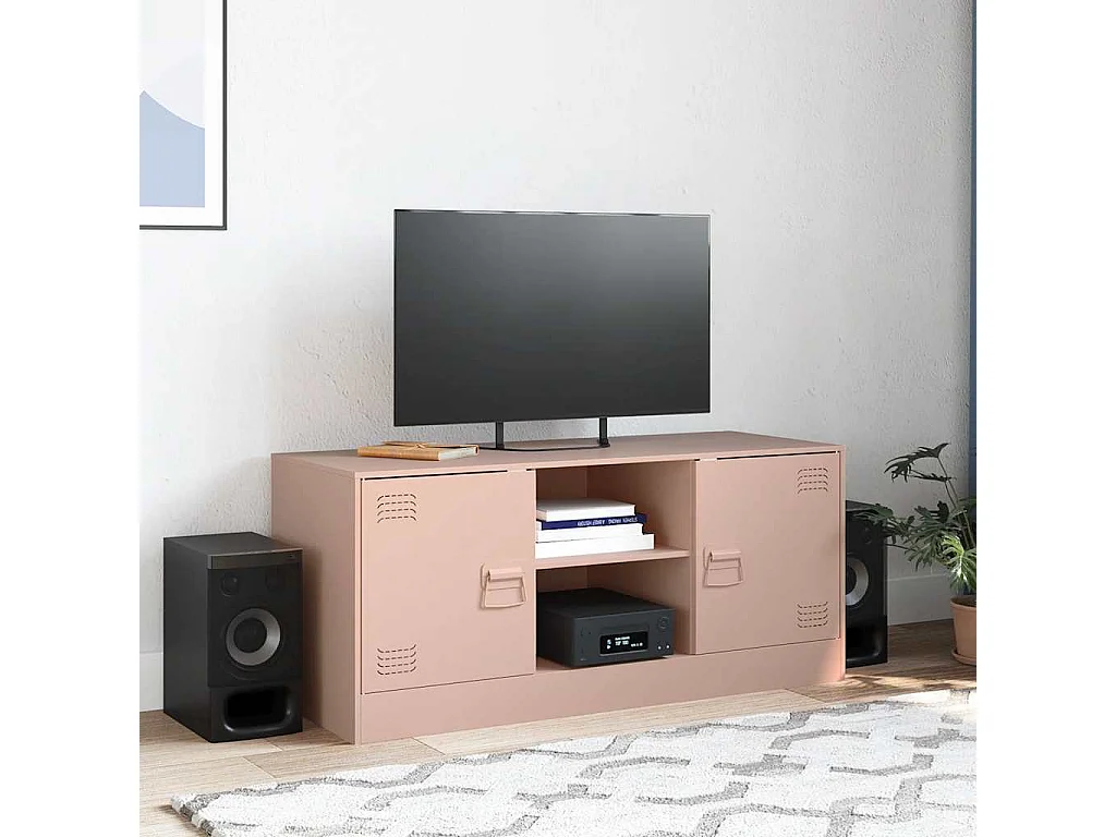 Meuble TV rose 99x39x44 cm acier