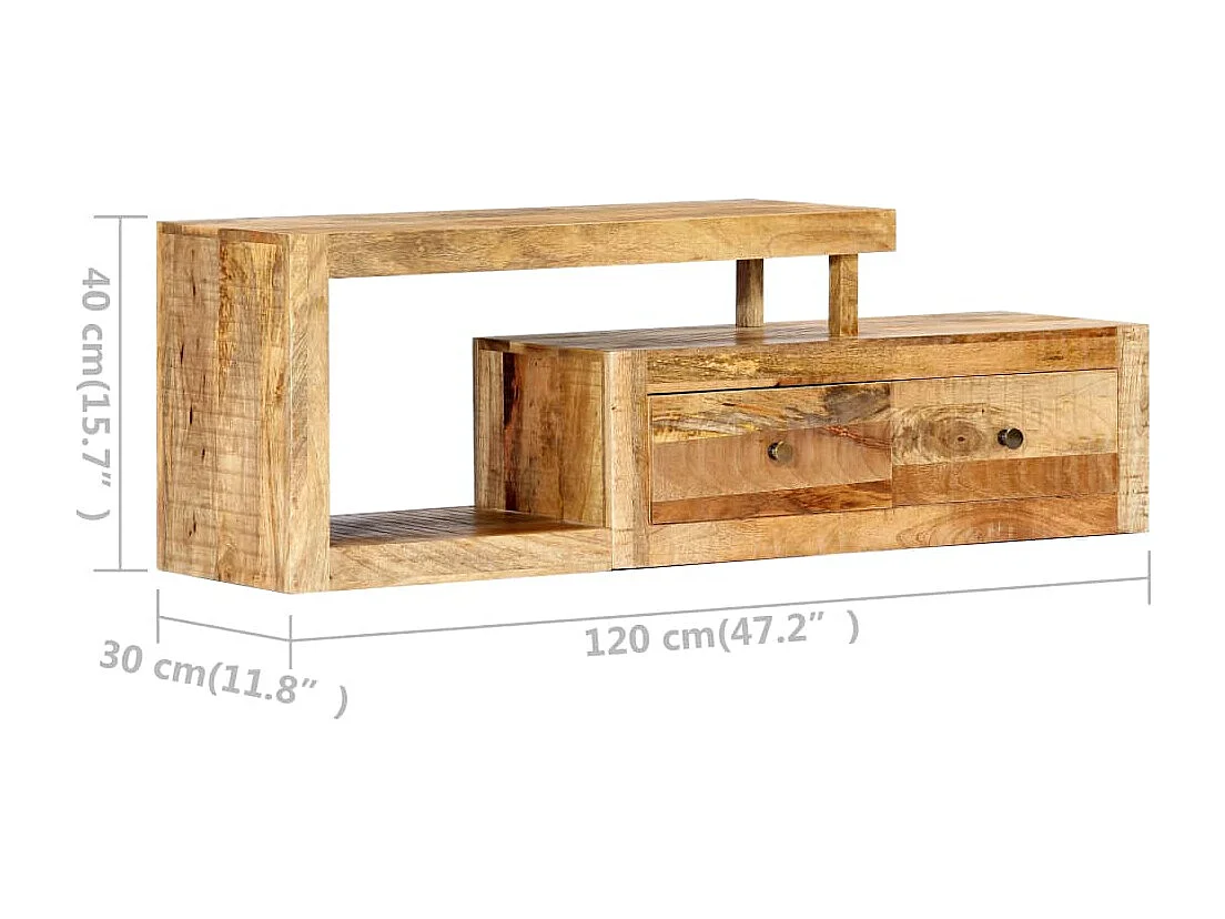 Meuble TV 120x30x40 cm Bois massif de manguier