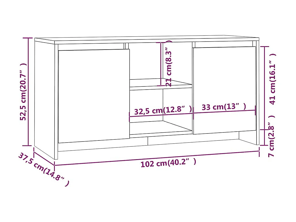 Meuble TV Chêne sonoma 102x37,5x52,5 cm Bois d'ingénierie