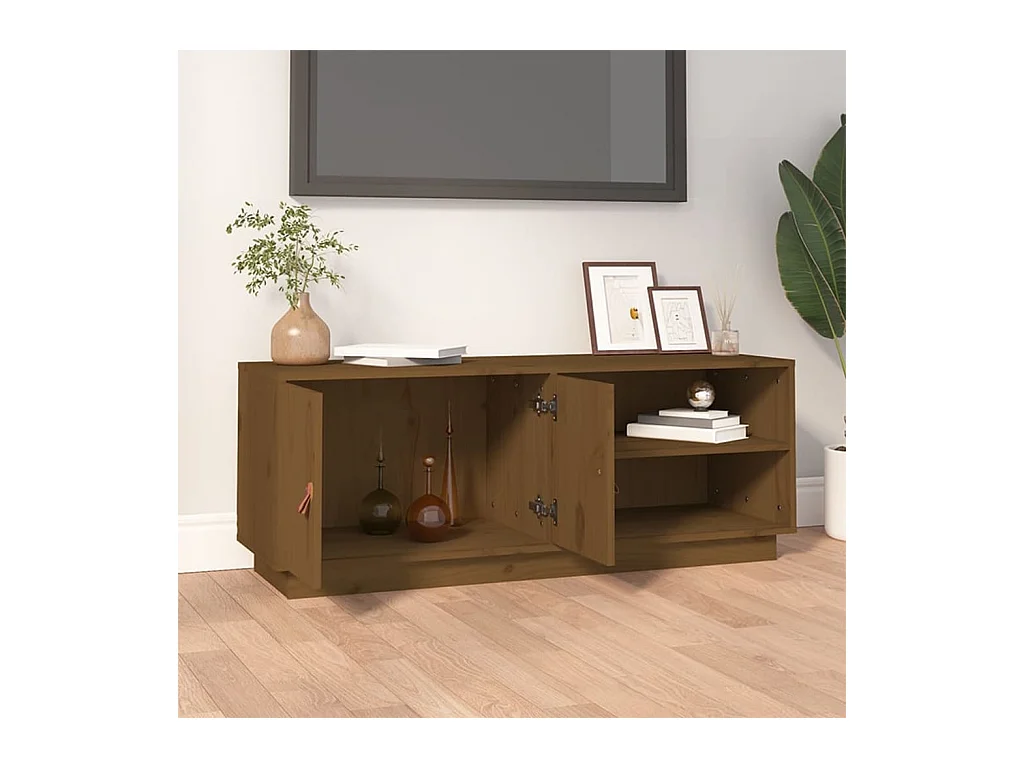 Mobile TV color miele 105x34x40 cm in legno massello di pino