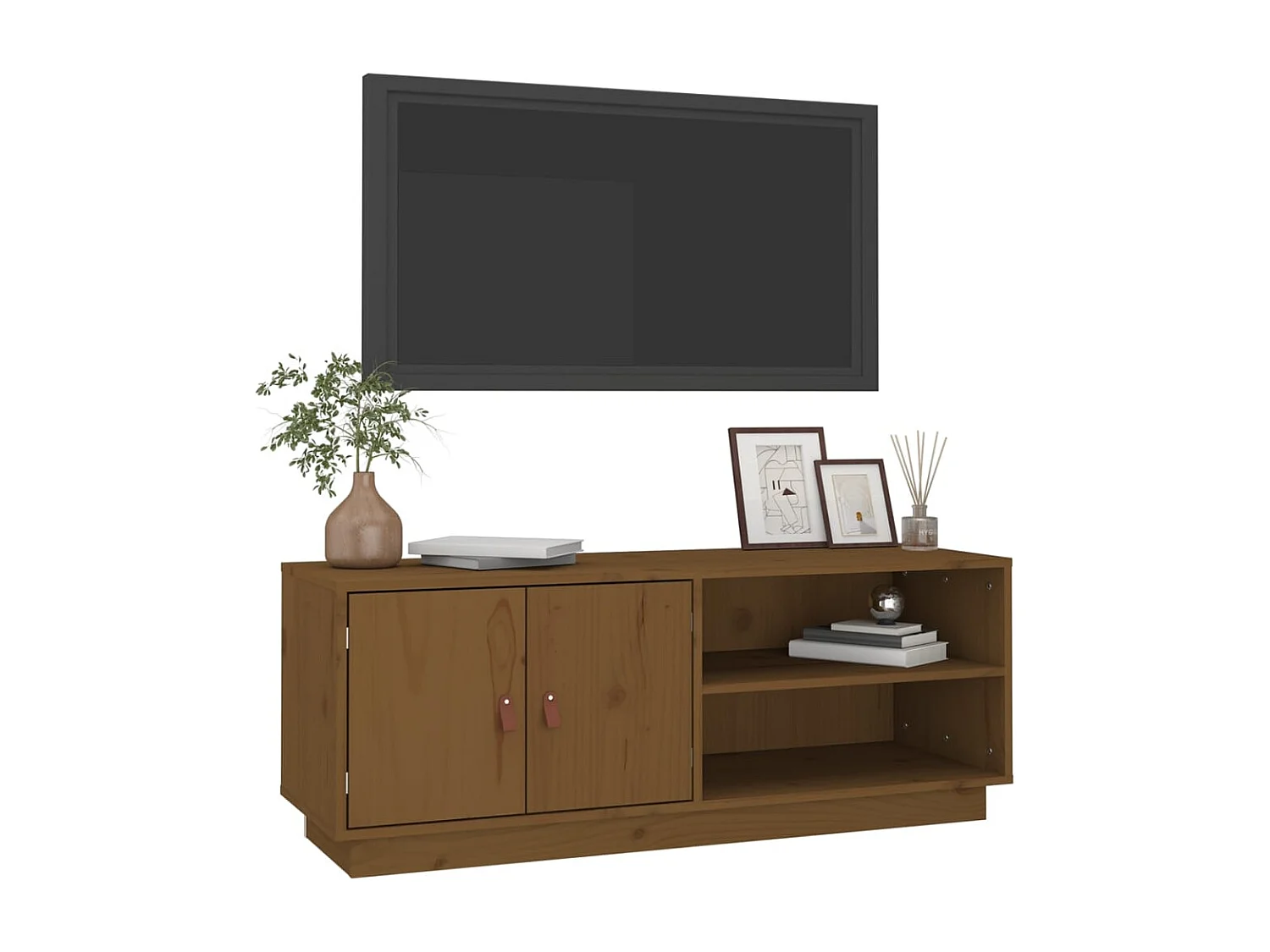 Honigbrauner TV-Schrank 105 x 34 x 40 cm Massivholz Kiefer