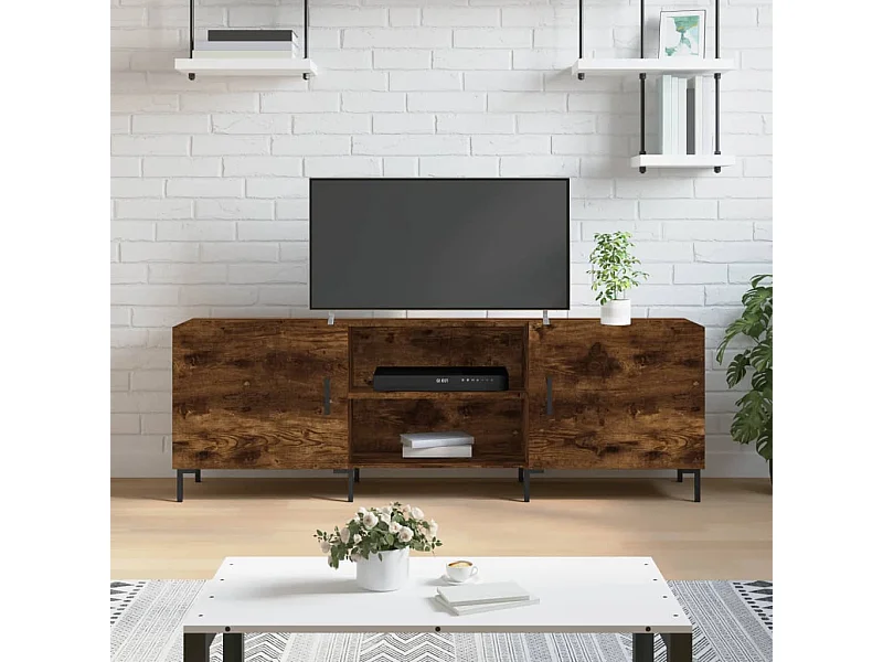 TV-meubel van gerookt eikenhout 150x30x50 cm, bewerkt hout