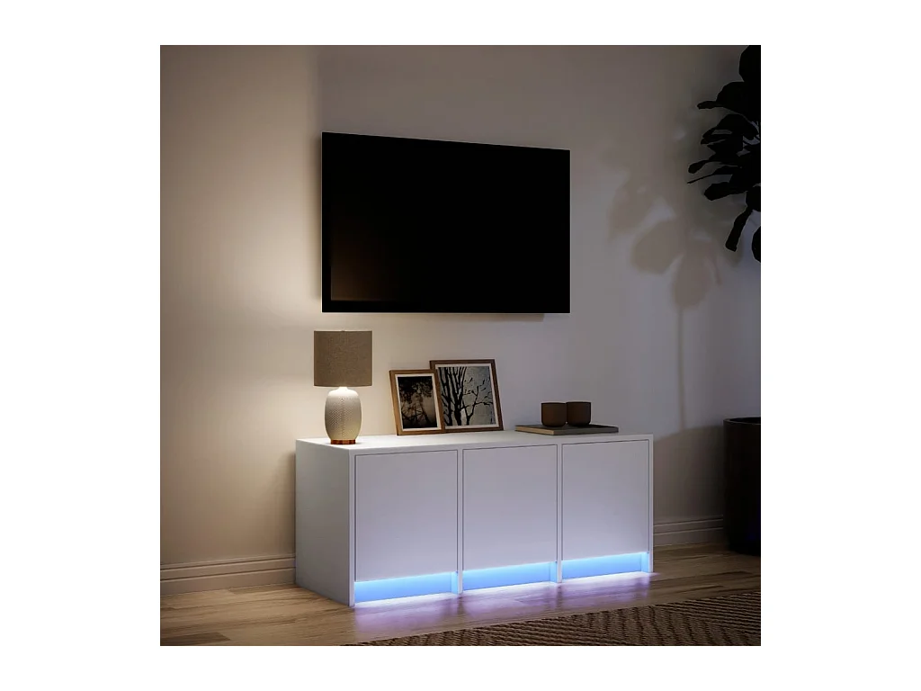 Meuble TV avec LED blanc 97x34x40 cm bois d'ingénierie
