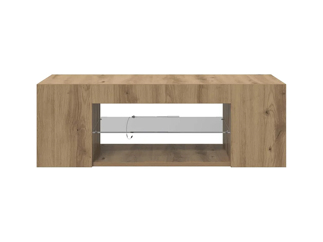 Meuble TV avec lumières LED chêne artisanal bois d'ingénierie
