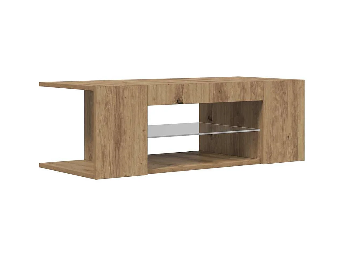 Meuble TV avec lumières LED chêne artisanal bois d'ingénierie