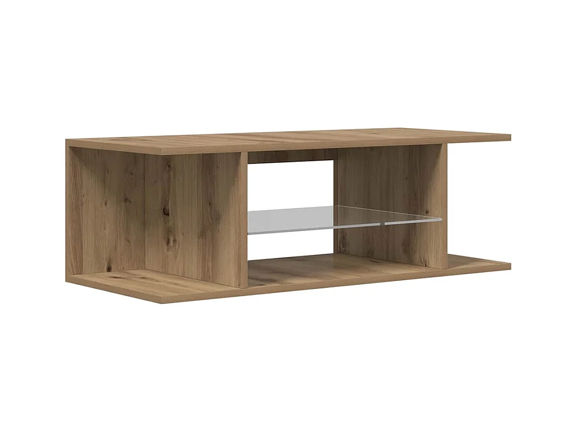 Meuble TV avec lumières LED chêne artisanal bois d'ingénierie