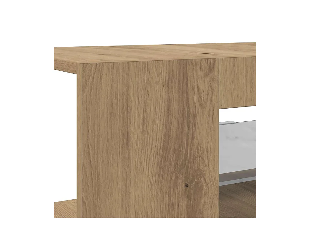 Meuble TV avec lumières LED chêne artisanal bois d'ingénierie