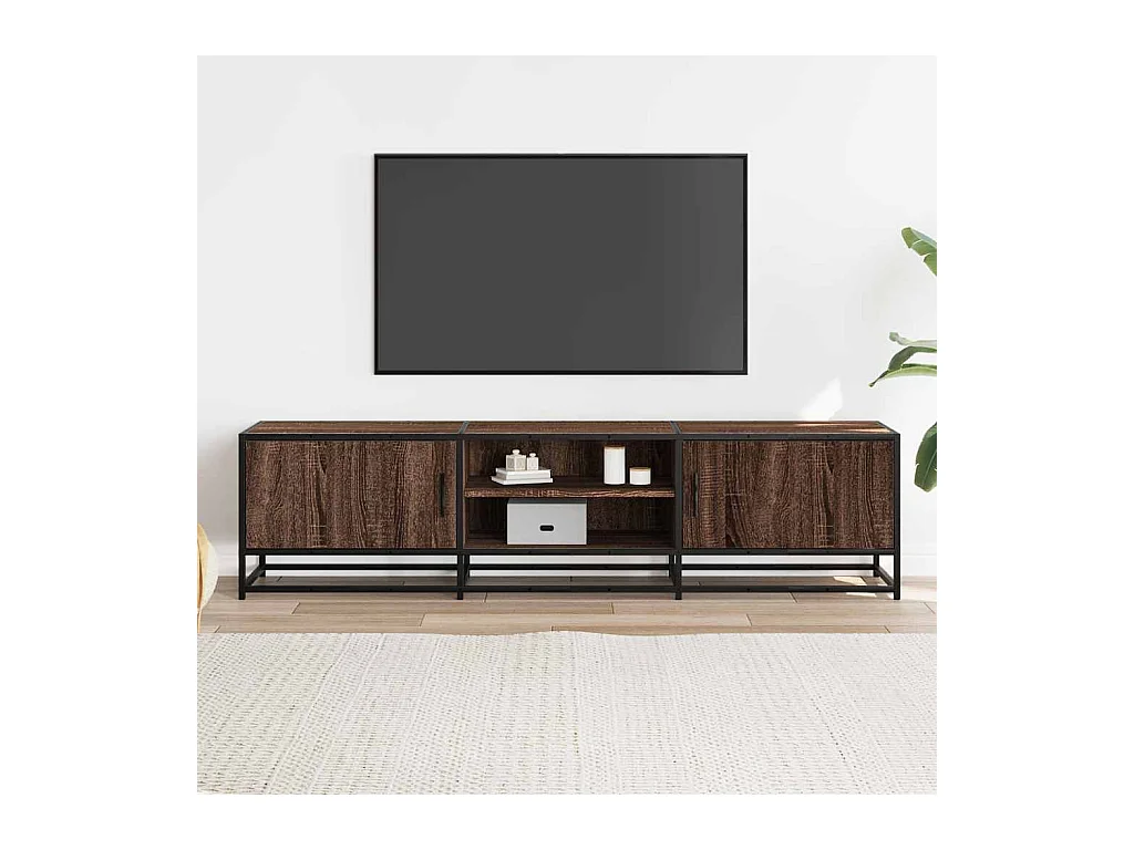 Meuble TV chêne marron 160x35x41 cm bois d'ingénierie et métal
