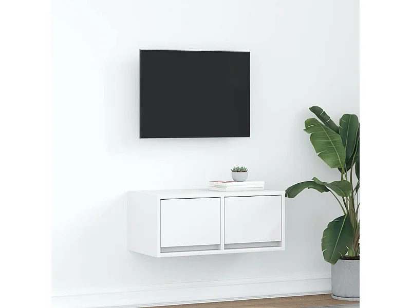 Meuble TV blanc 60x31x25,5 cm bois d'ingénierie