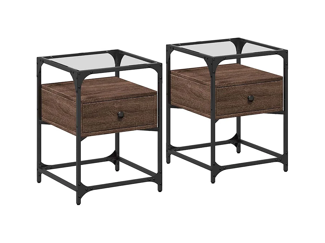 Tables de chevet 2pcs chêne marron 40x40x55cm bois d'ingénierie