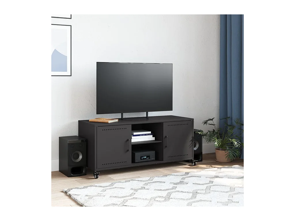 Meuble TV noir 100,5x39x43,5 cm acier