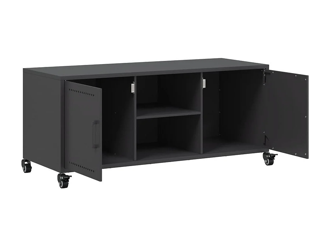 Meuble TV noir 100,5x39x43,5 cm acier