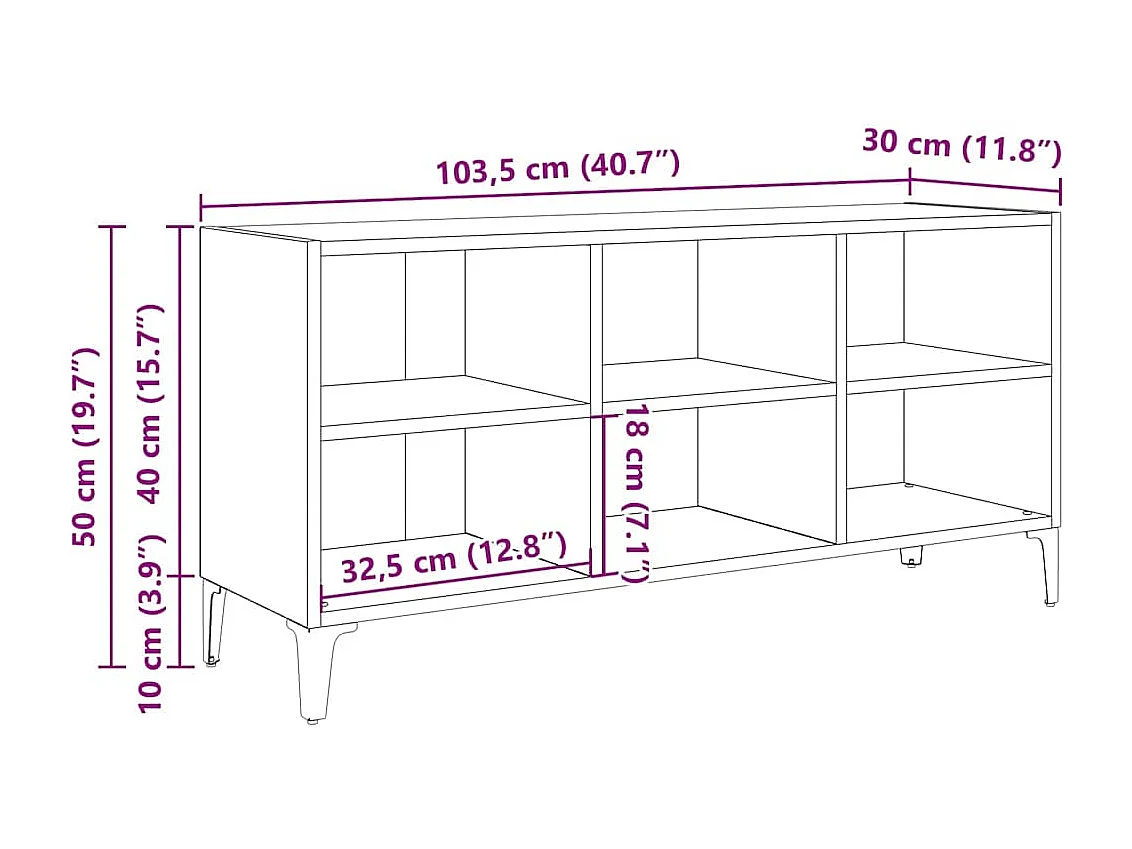 Meuble TV Marron 69.5 x 30 x 50 cm Bois d'ingénierie