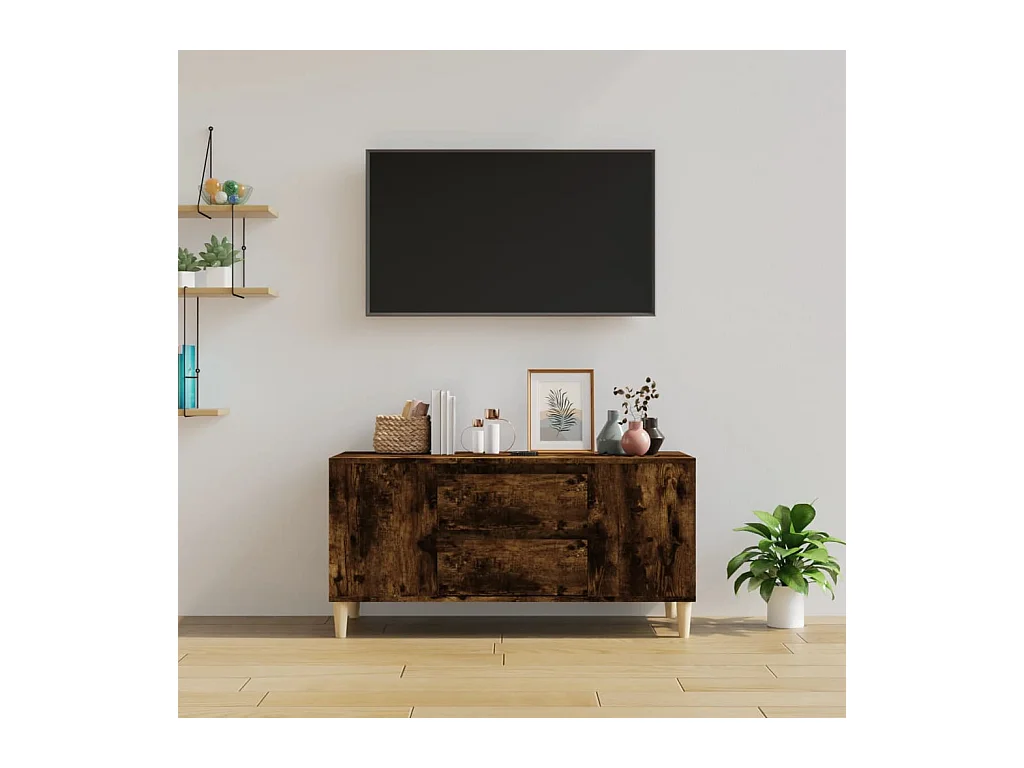 Meuble TV Chêne fumé 102x44,5x50 cm Bois d'ingénierie