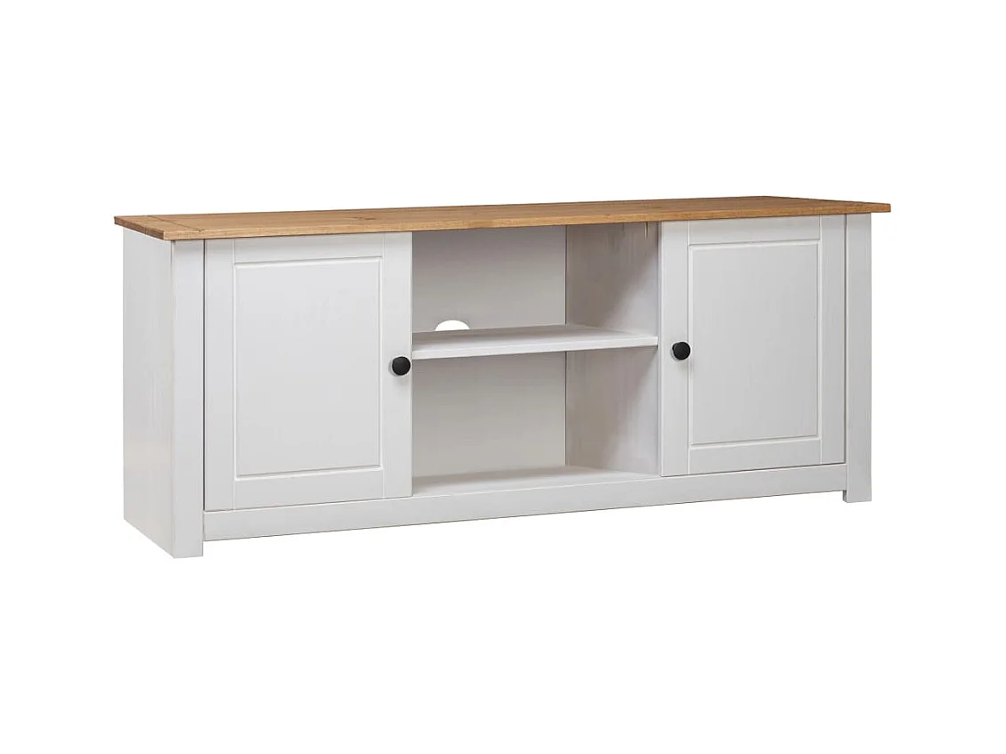 Witte tv-kast 120x40x50 cm Massief grenenhout Panama-serie