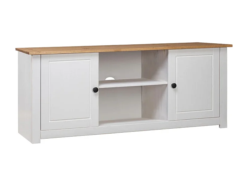 Mobile TV bianco 120x40x50 cm Legno massello di pino serie Panama