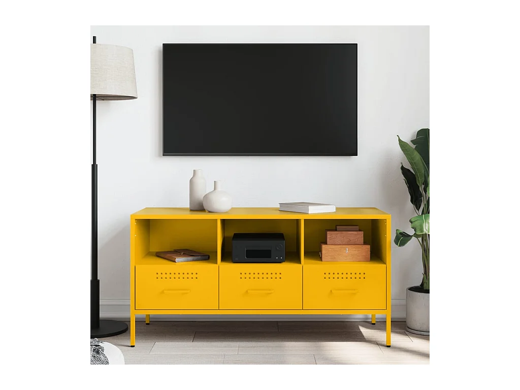 Mobile porta TV giallo senape 100,5x39x50,5 cm in acciaio