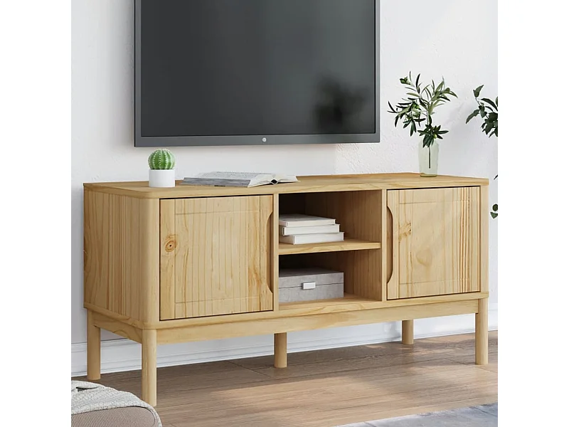 Meuble TV FLORO cire marron 114x43x55 cm bois massif de pin