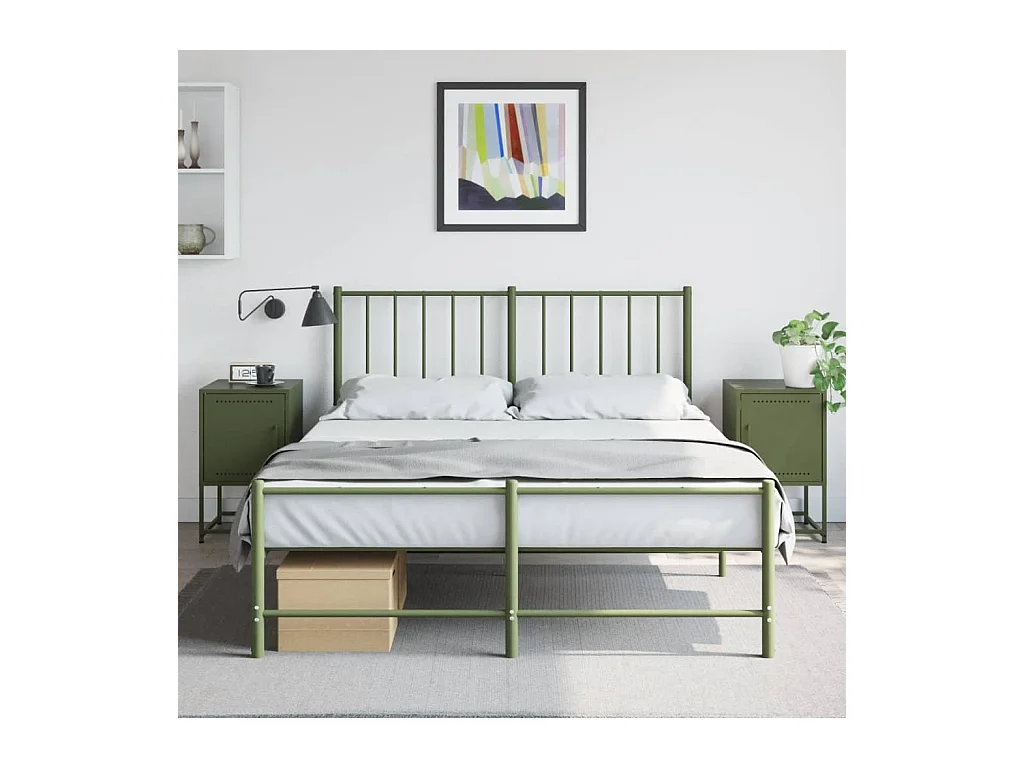 Tables de chevet 2 pcs vert olive 36x39x60,5 cm acier