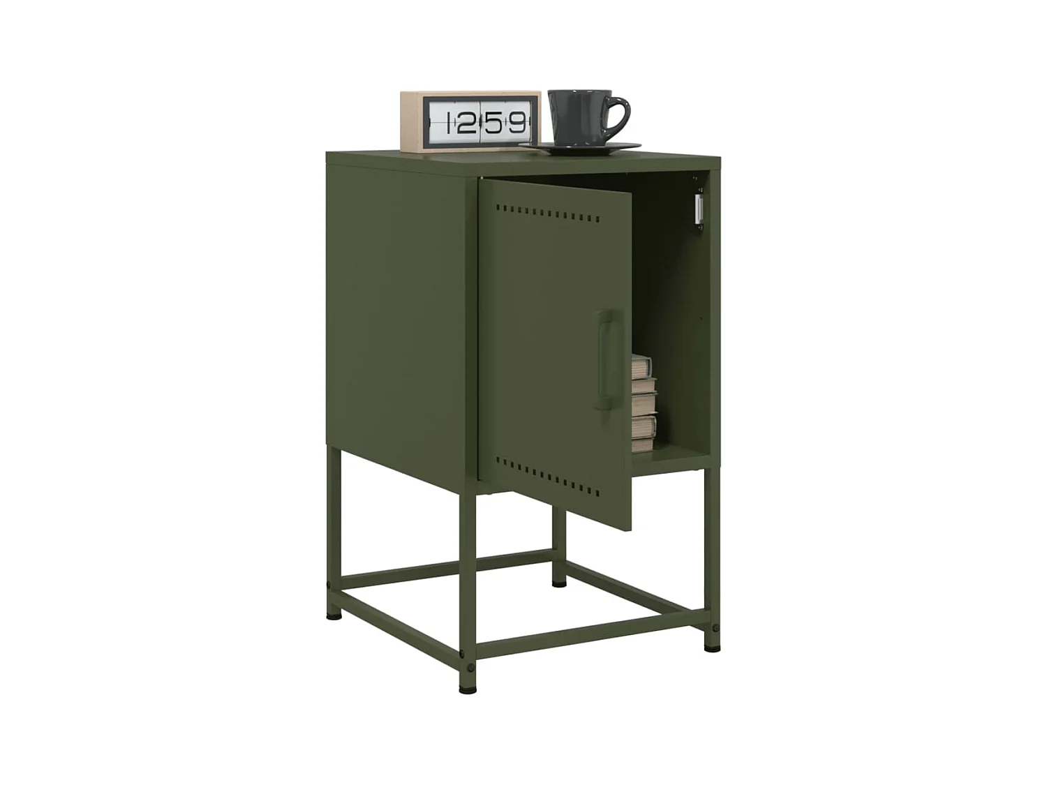 Tables de chevet 2 pcs vert olive 36x39x60,5 cm acier