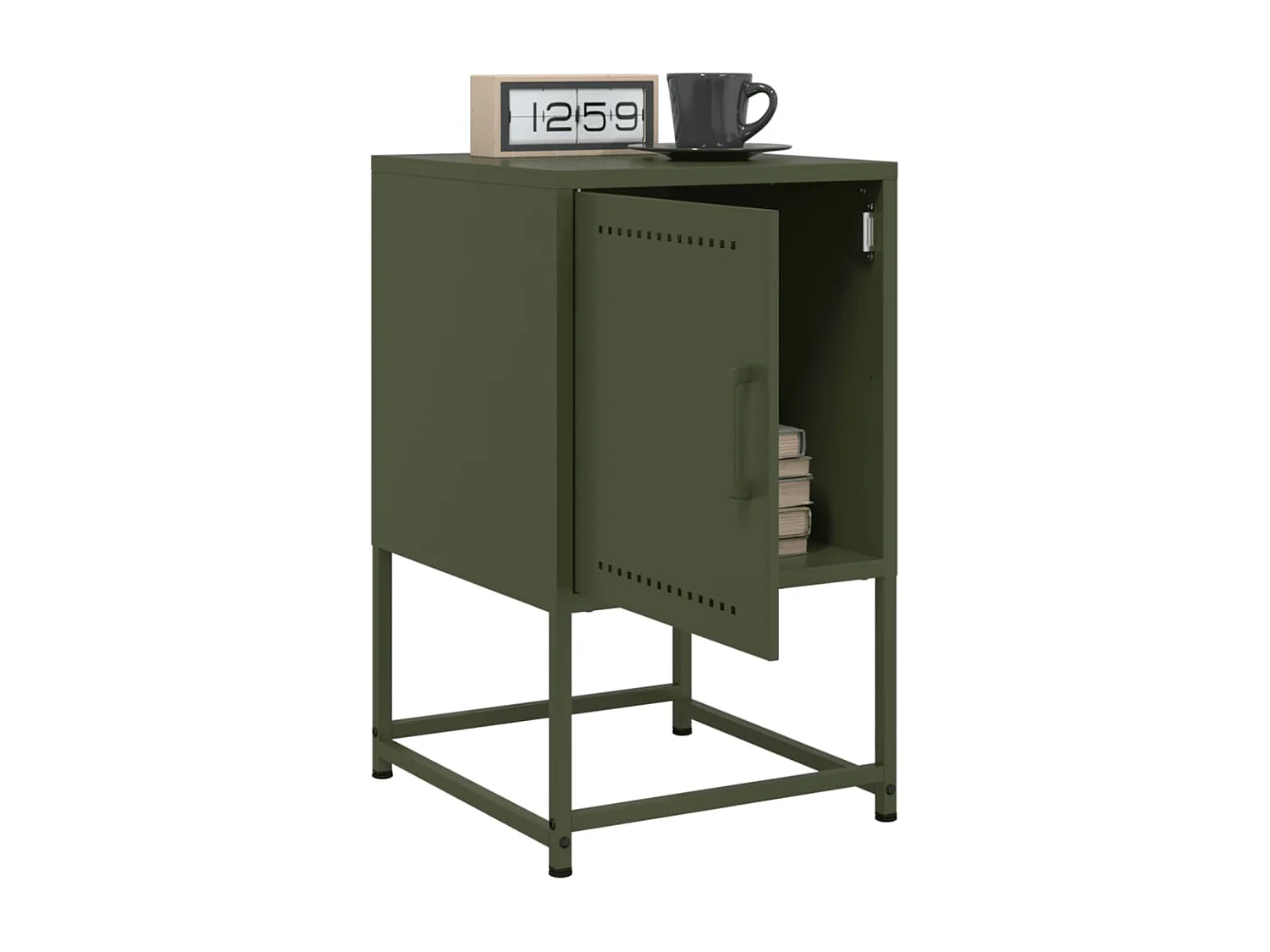 Tables de chevet 2 pcs vert olive 36x39x60,5 cm acier