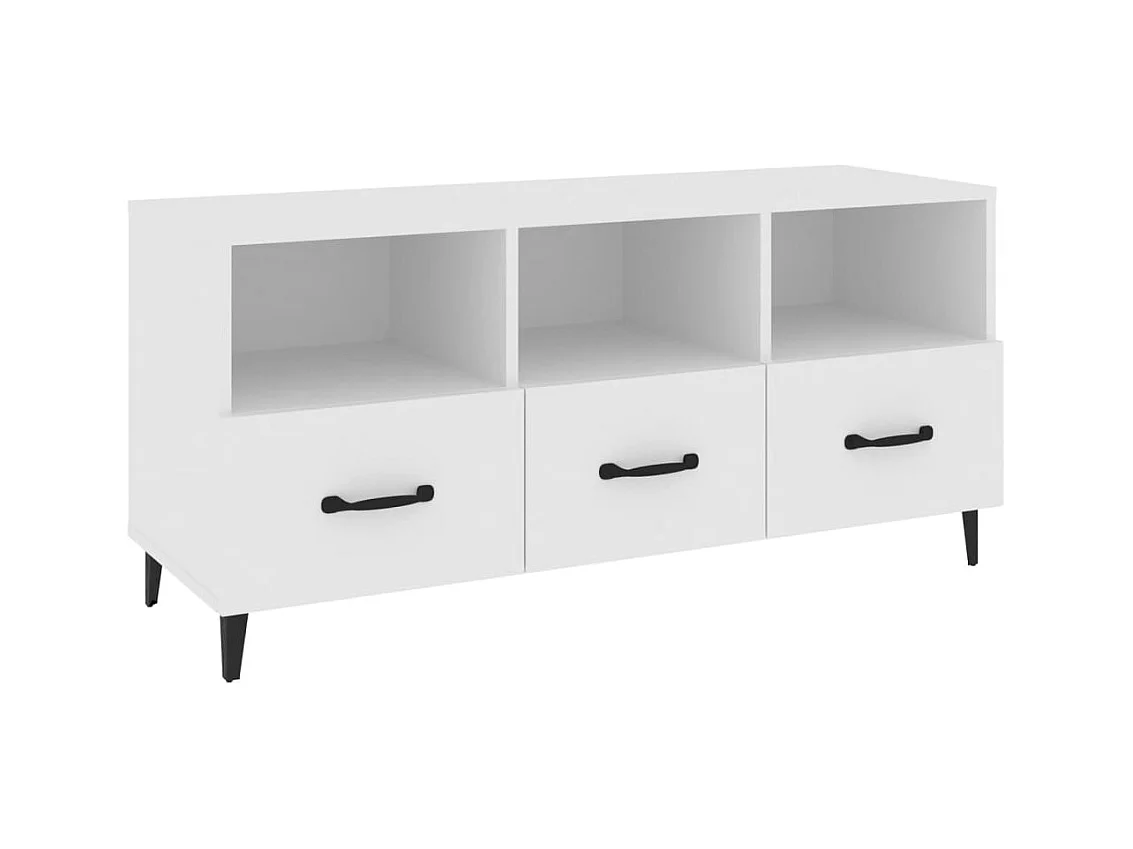 Meuble TV Blanc 102x35x50 cm Bois d'ingénierie