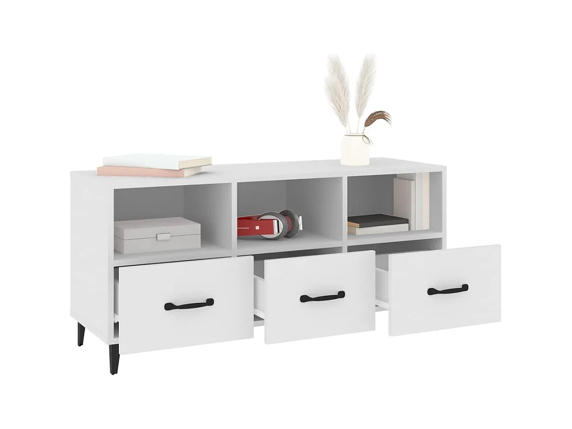 Meuble TV Blanc 102x35x50 cm Bois d'ingénierie