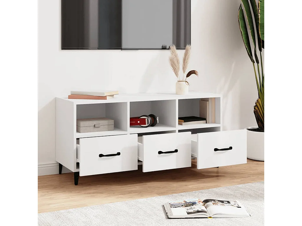 Meuble TV Blanc 102x35x50 cm Bois d'ingénierie