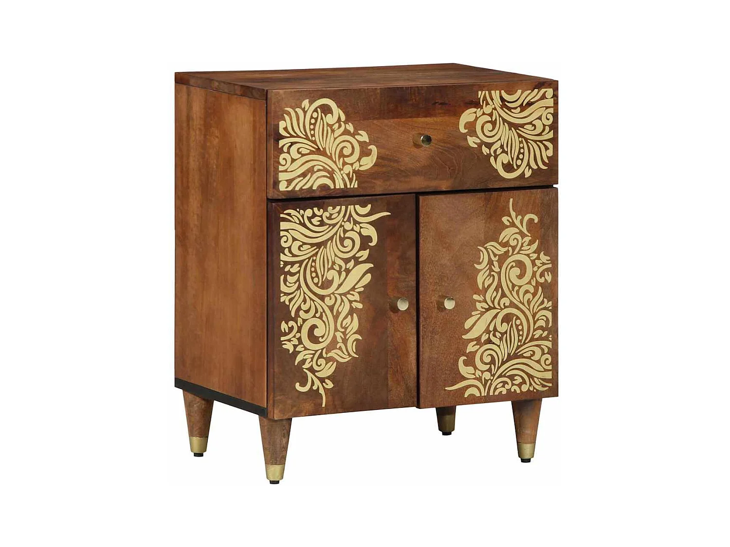 Comodino 50x33x60 cm in legno massello di mango