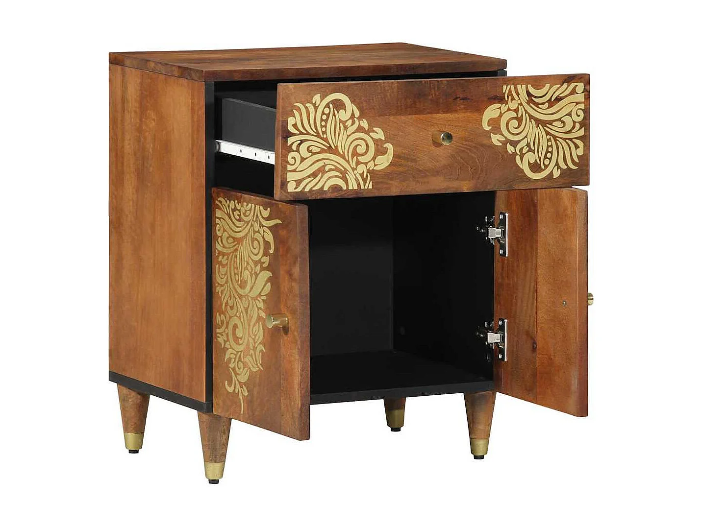 Table de chevet 50x33x60 cm en bois solide de manguier