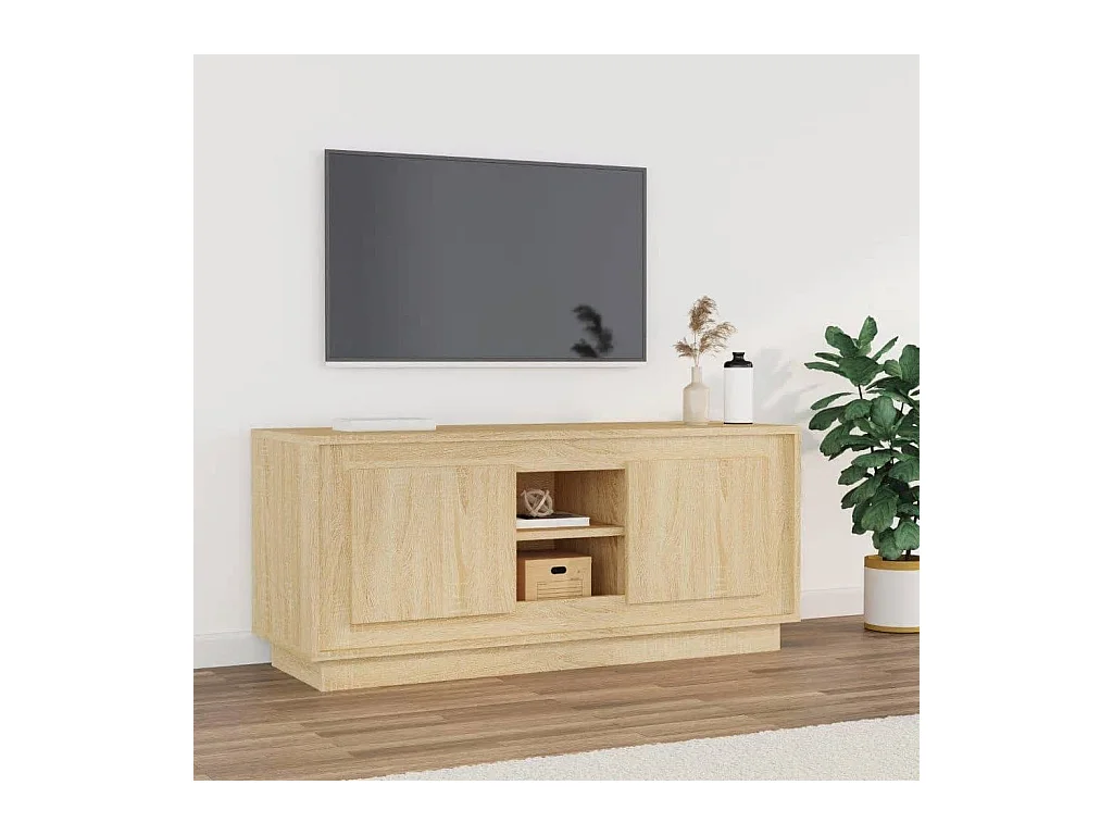 Meuble TV chêne sonoma 102x35x45 cm bois d'ingénierie