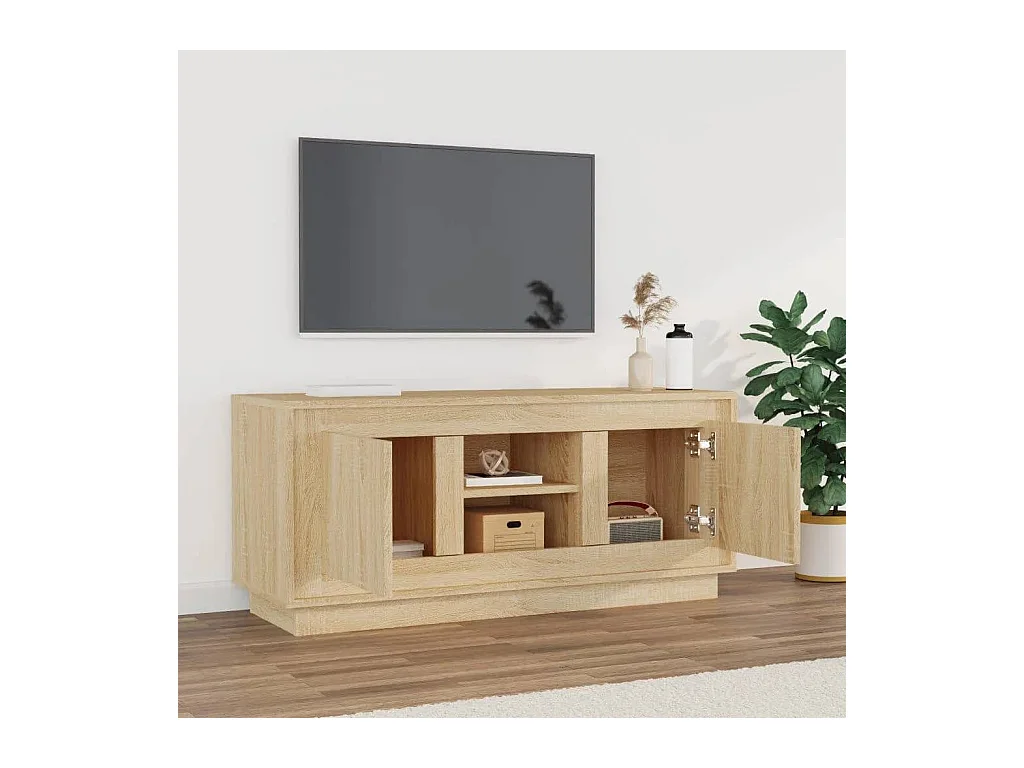 Meuble TV chêne sonoma 102x35x45 cm bois d'ingénierie