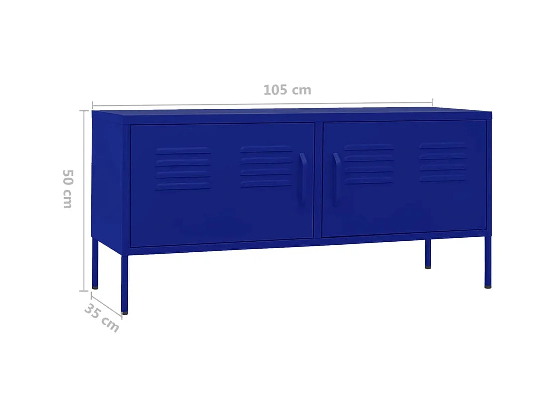 Meuble TV Bleu marine 105x35x50 cm Acier
