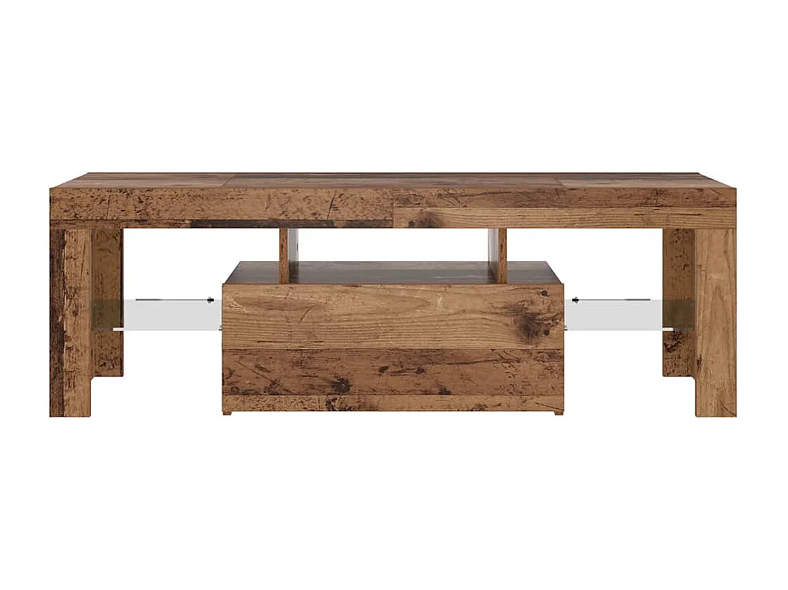 TV-standaard met led-verlichting, oud hout, bewerkt hout