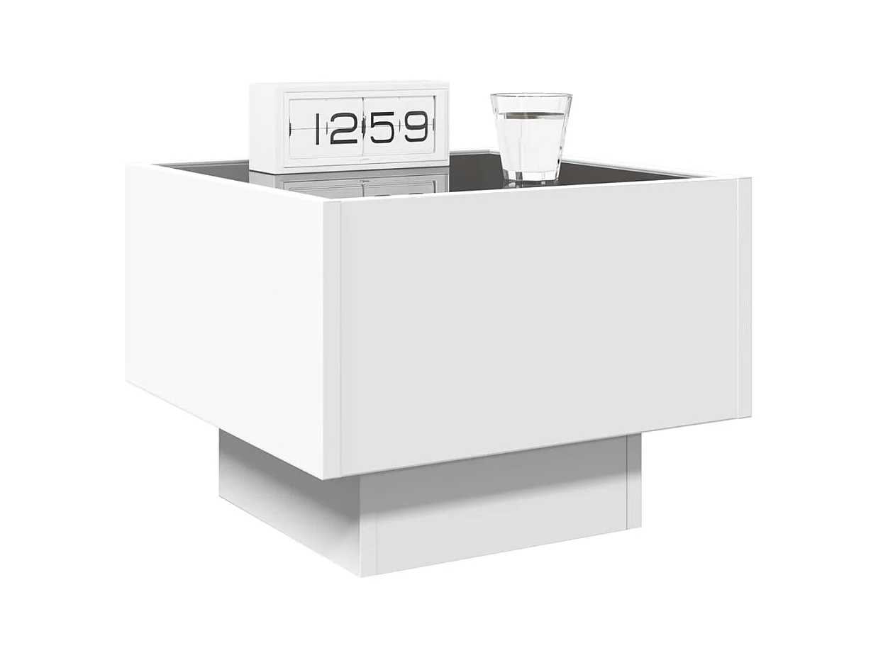 Table de chevet avec LED infini blanc 40x40x30 cm