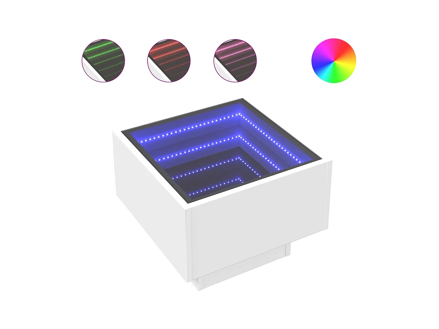 Nachtkastje met witte infinity LED 40x40x30 cm