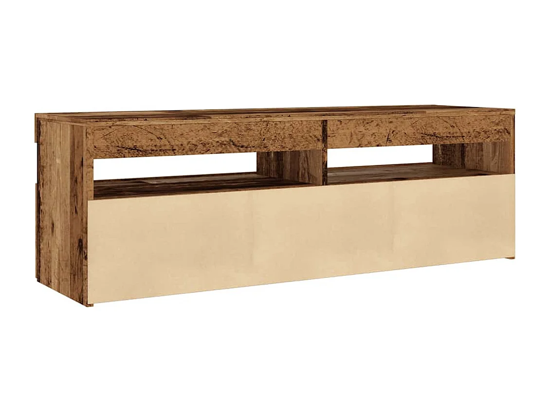 Meuble TV avec lumières LED vieux bois bois d'ingénierie