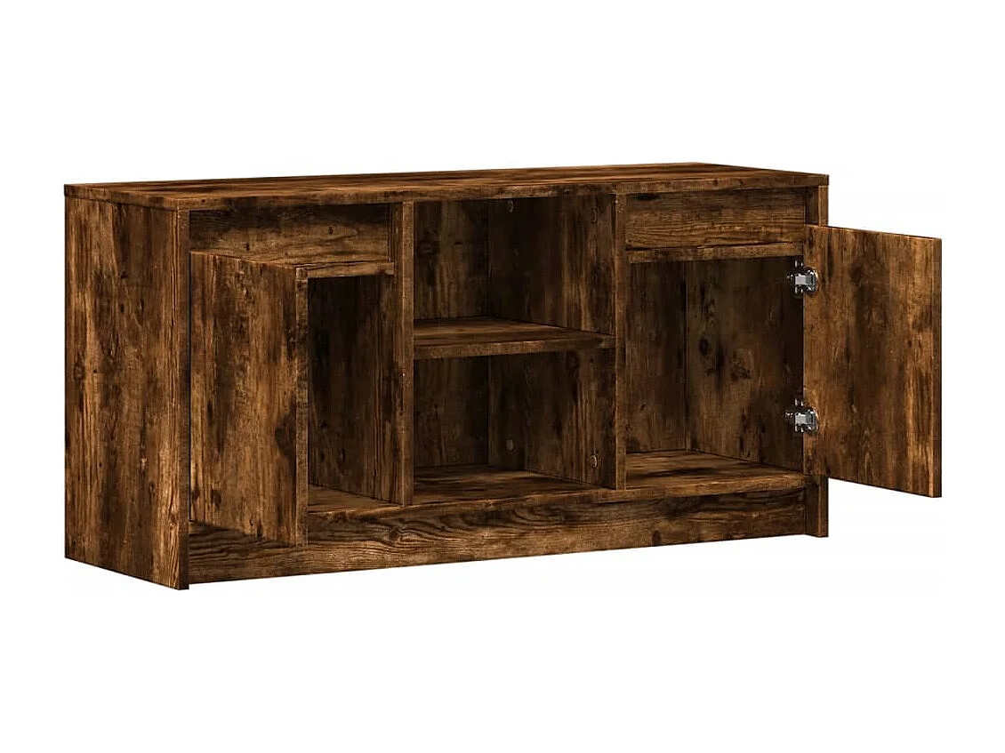 Meuble TV avec LED chêne fumé 100x34x50 cm bois d'ingénierie