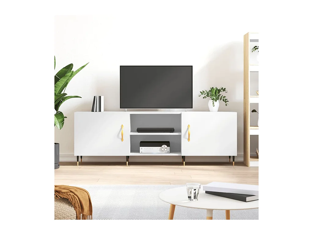 Meuble TV blanc 150x30x50 cm bois d'ingénierie