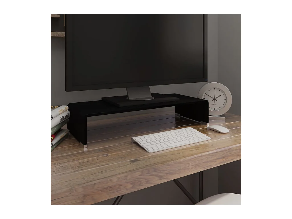 Meuble TV/support pour moniteur 60x25x11 cm verre noir