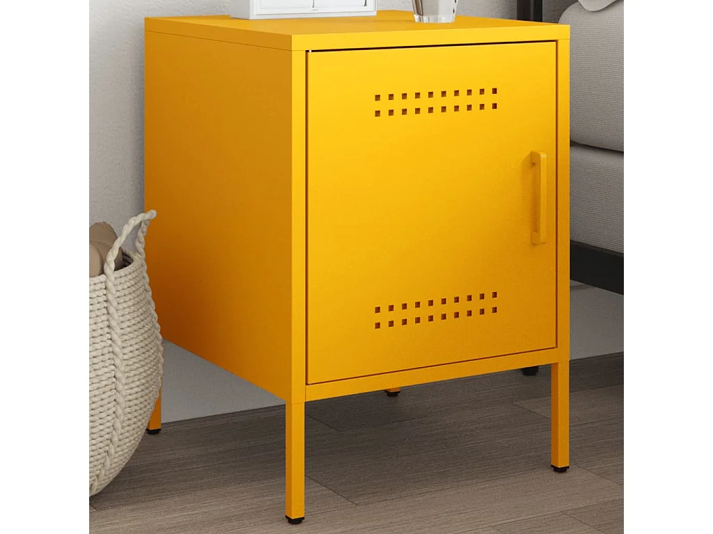 Table de chevet jaune moutarde 36x39x50,5 cm acier